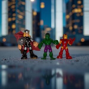 2010 Marvel Super Hero Hulk Adventures Hulk Iron Man & Thor Action Figures 2.5”